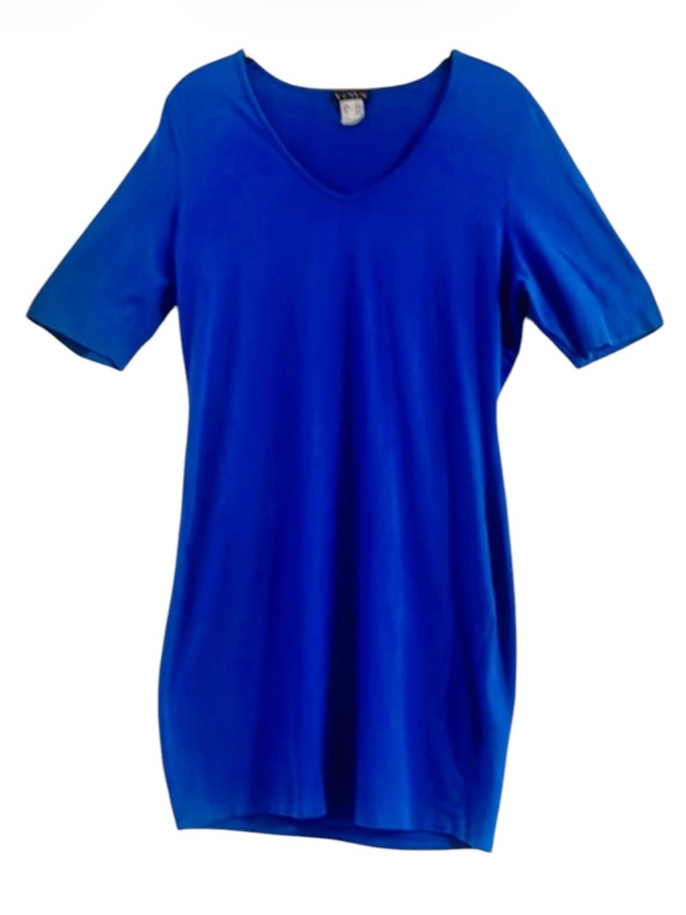 Venus Royal Blue Short Sleeve V-Neck Casual Knit Dress Size XL